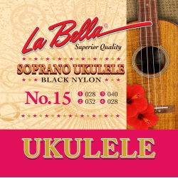 JEU UKULELE SOPRANO LA BELLA BLACK NYLON