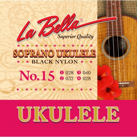 JEU UKULELE SOPRANO LA BELLA BLACK NYLON