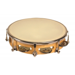 TAMBOURIN PEAU REGL. 25 CM CYMBALETTES