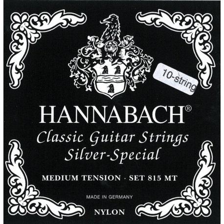 HANNABACH Cordes guitare classique Serie 815 Pour guitares 8/10 cordes - Medium Tension Silver Special