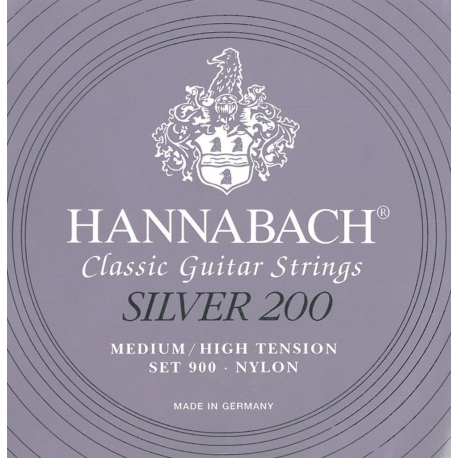 HANNABACH Cordes guitare classique Serie 900 Medium/High Tension Silver 200