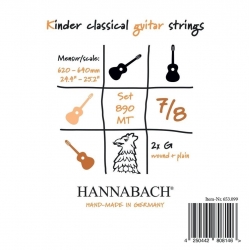 HANNABACH Cordes guitare classique Serie 890 Guitare enfant 7/8 Diapason 62-64cm