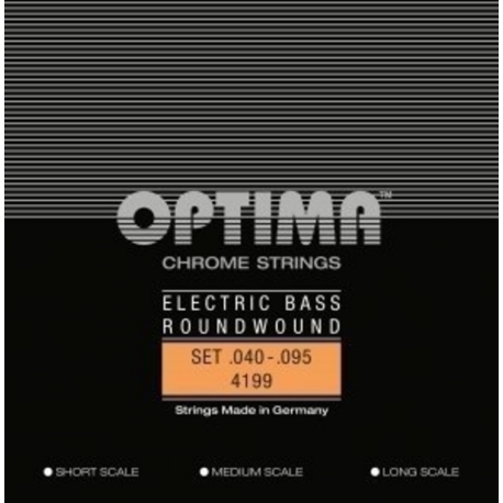 OPTIMA Corde basse électrique Chrome Strings Round Wound Long Scale