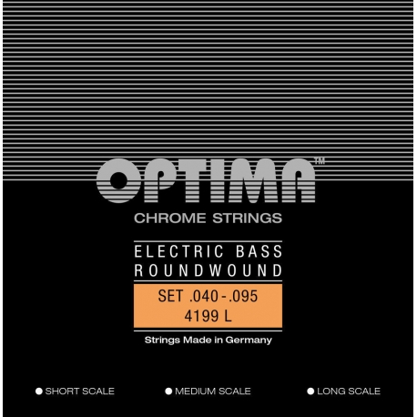 OPTIMA Corde basse électrique Chrome Strings. Round Wound Medium Scale