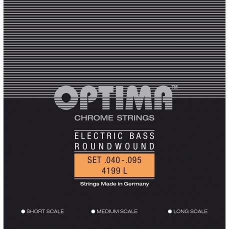 OPTIMA Corde basse électrique Chrome Strings. Round Wound Short Scale