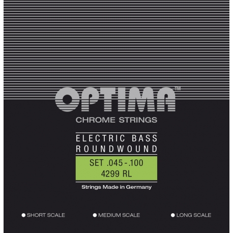 OPTIMA Corde basse électrique Chrome Strings. Round Wound Short Scale