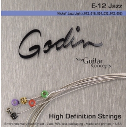 Cordes electriques Jazz (.012, .016, .024w, .032, .042, .052) Boite de 10