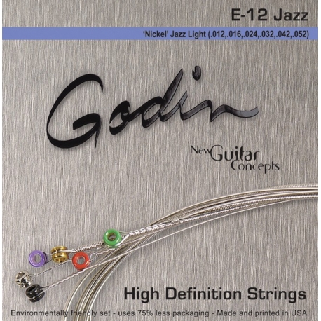 Cordes electriques Jazz (.012, .016, .024w, .032, .042, .052) Boite de 10
