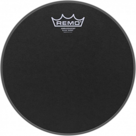 REMO 10" BLACK SUEDE AMBASSADOR