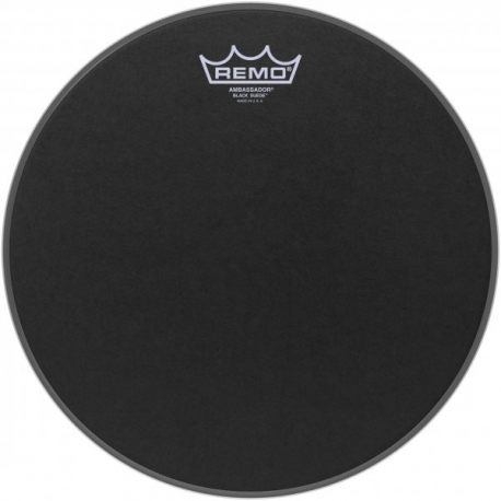 REMO 12" BLACK SUEDE AMBASSADOR