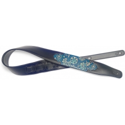 STAGG SANGLE PAISLEY SIMILICUIR BLEU