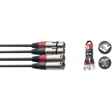 STAGG 60CM CABLE BRETELLE XLRm-XLRf