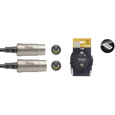 STAGG 3M CABLE MIDI DINm DLX