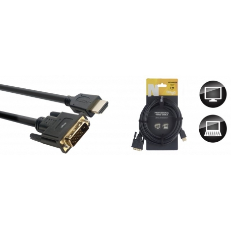 STAGG 3M CABLE VIDEO/HDMI AM-DVI-DM