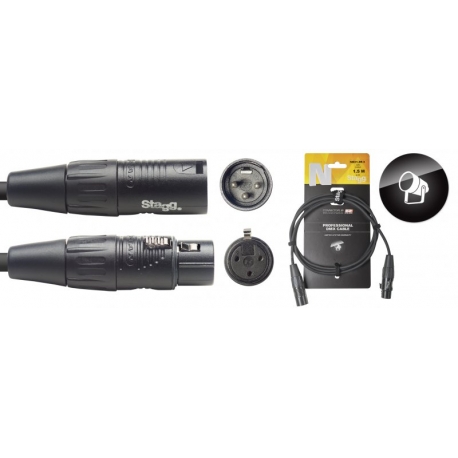 STAGG 1,5M DMX DLX XLRf-XLRm 3P NR