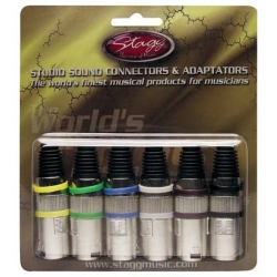 STAGG 6FICHES XLR M.BL+5 COULEURS
