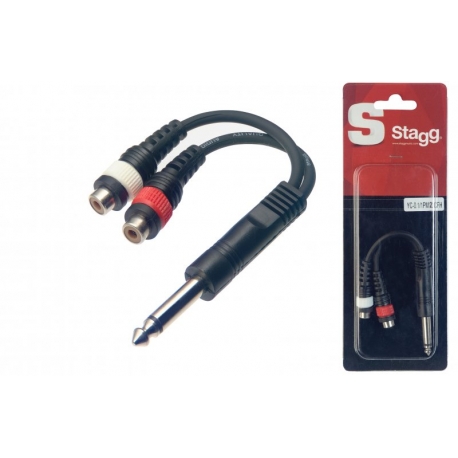 STAGG 1xJACK MALE/2x RCA FEM-0,1 MT