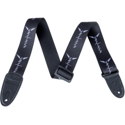 GRETSCH Gretsch® Wing Logo Pattern Strap, Black with Gray Logos