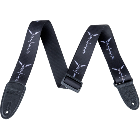 GRETSCH Gretsch® Wing Logo Pattern Strap, Black with Gray Logos