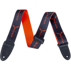 GRETSCH Gretsch® Wing Logo Pattern Strap, Black with Orange Logos