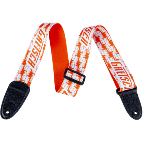 GRETSCH Gretsch® Alternating Orange Penguins Strap, White