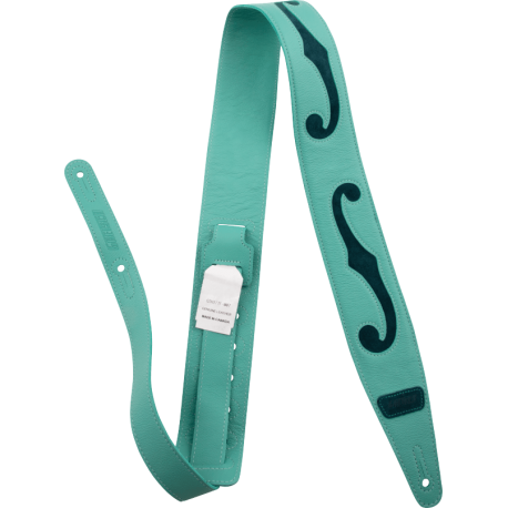 GRETSCH Gretsch® F-Holes Leather Strap, Surf Green and Dark Green, 3"