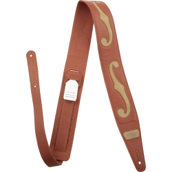 GRETSCH Gretsch® F-Holes Leather Strap, Orange and Tan, 3"