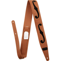 GRETSCH Gretsch® F-Holes Leather Strap, Orange and Black, 3"