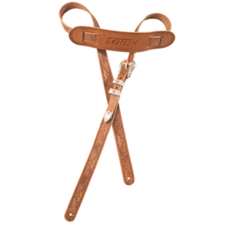GRETSCH Gretsch® Vintage Tooled Leather Guitar Strap, Russet
