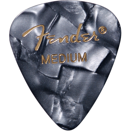 FENDER Premium Celluloid 351 Shape Picks, Medium, Black Moto, 12-Pack