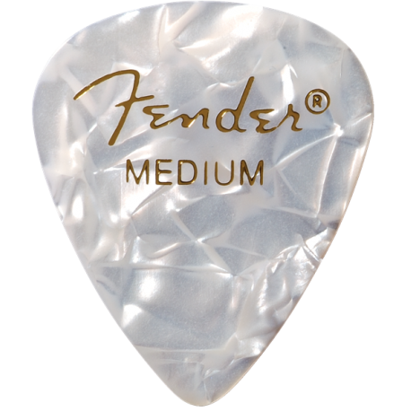 FENDER Premium Celluloid 351 Shape Picks, Medium, White Moto, 12-Pack