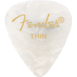 FENDER Premium Celluloid 351 Shape Picks, Thin, White Moto, 12-Pack