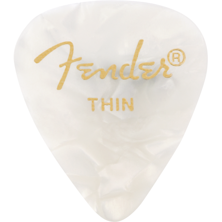 FENDER Premium Celluloid 351 Shape Picks, Thin, White Moto, 12-Pack