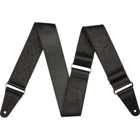 FENDER Tooled Leather Guitar Strap, 2", Black