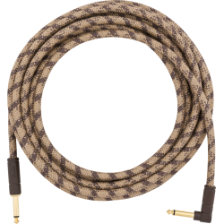 FENDER 18.6' Angled Festival Instrument Cable, Pure Hemp, Brown Stripe