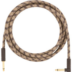 FENDER 10' Angled Festival Instrument Cable, Pure Hemp, Brown Stripe