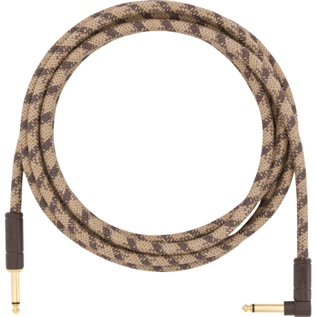 FENDER 10' Angled Festival Instrument Cable, Pure Hemp, Brown Stripe