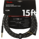 FENDER Deluxe Series Instrument Cable, Straight/Angle, 15' Black Tweed