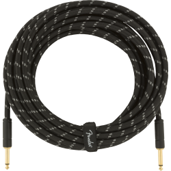 FENDER Deluxe Series Instrument Cable, Straight/Straight, 25', Black Tweed