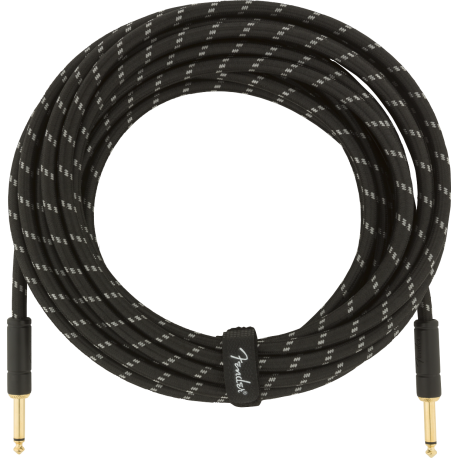 FENDER Deluxe Series Instrument Cable, Straight/Straight, 25', Black Tweed