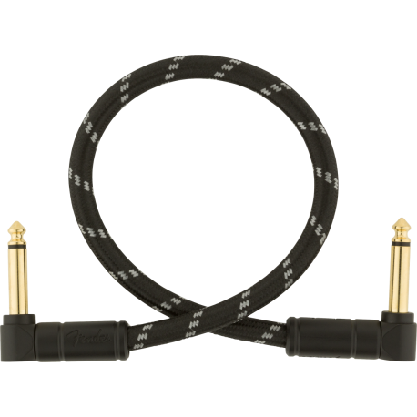 FENDER Deluxe Series Instrument Cable, Angle/Angle, 1', Black Tweed