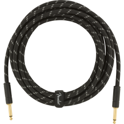FENDER Deluxe Series Instrument Cable, Straight/Straight, 15', Black Tweed