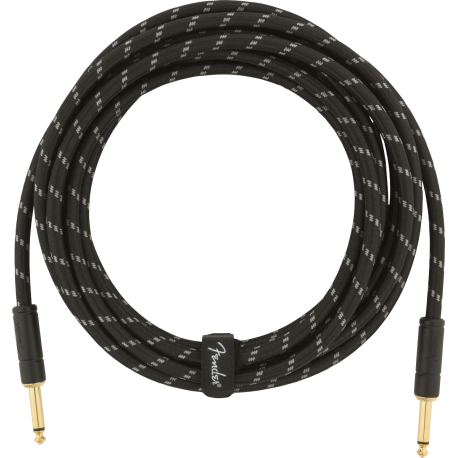 FENDER Deluxe Series Instrument Cable, Straight/Straight, 15', Black Tweed