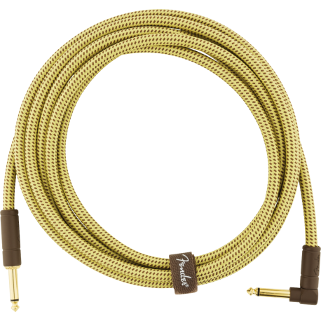 FENDER Deluxe Series Instrument Cable, Straight/Angle, 10', Tweed