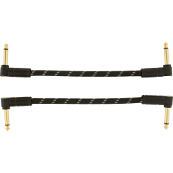 FENDER Deluxe Series Instrument Cables (2-Pack), Angle/Angle, 6", Black Tweed
