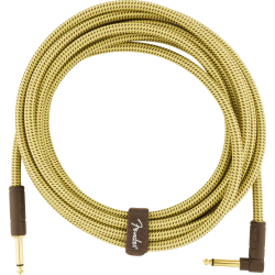 FENDER Deluxe Series Instrument Cable, Straight/Angle, 15', Tweed