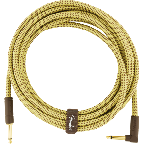 FENDER Deluxe Series Instrument Cable, Straight/Angle, 15', Tweed