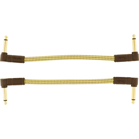 FENDER Deluxe Series Instrument Cables (2-Pack), Angle/Angle, 6", Tweed