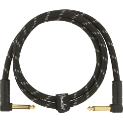 FENDER Deluxe Series Instrument Cable, Angle/Angle, 3', Black Tweed