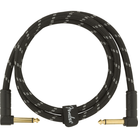 FENDER Deluxe Series Instrument Cable, Angle/Angle, 3', Black Tweed